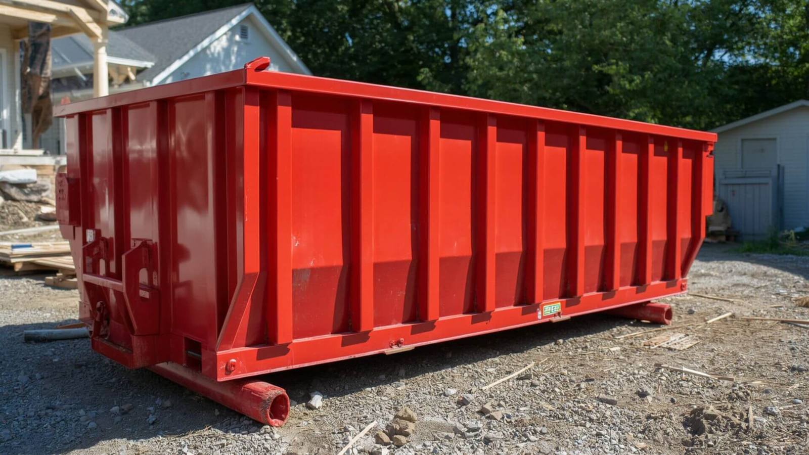 Red roll-off dumpster rental delivered in Downingtown, PA