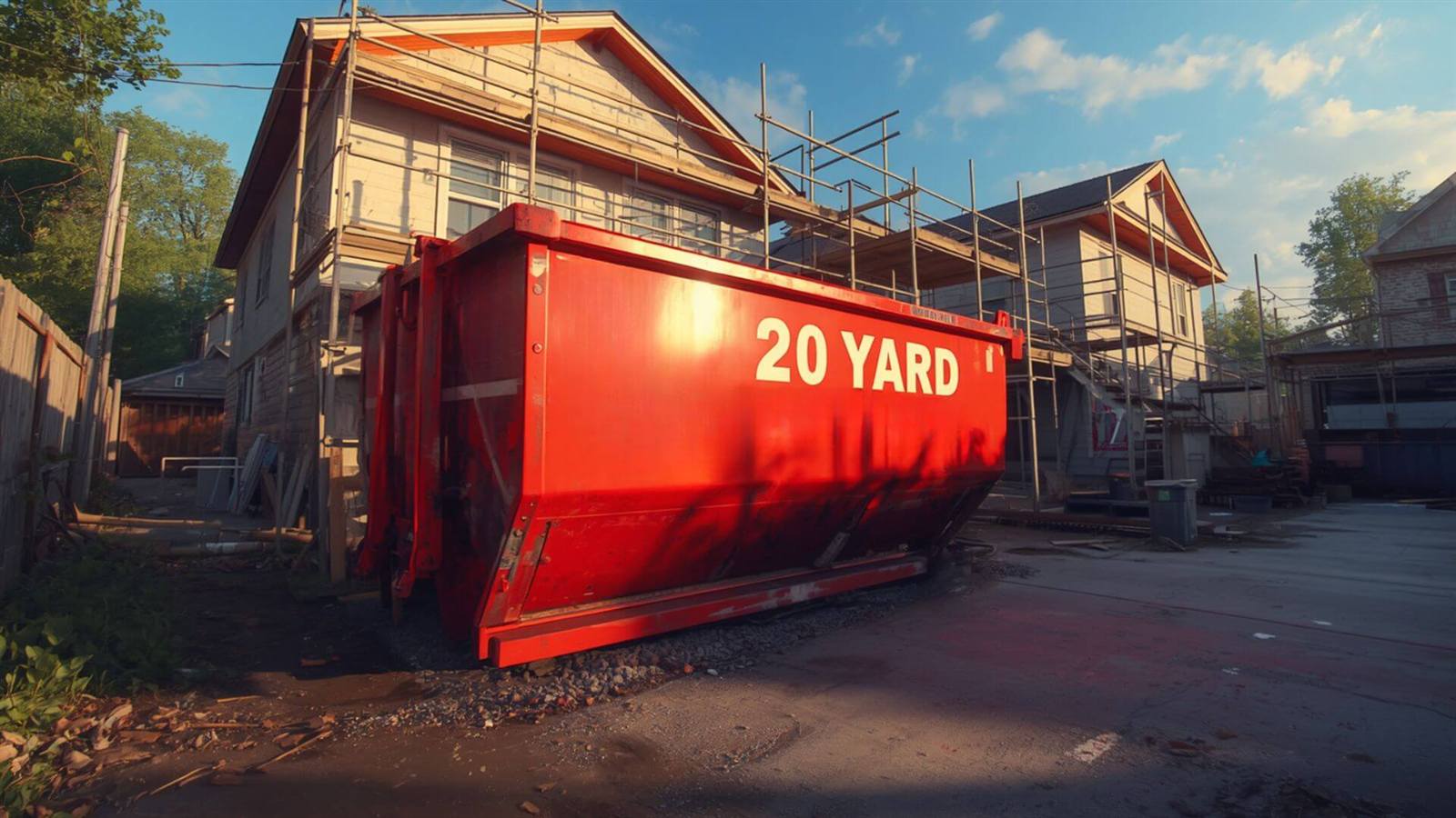 Red roll-off dumpster rental delivered in Glenmoore, PA