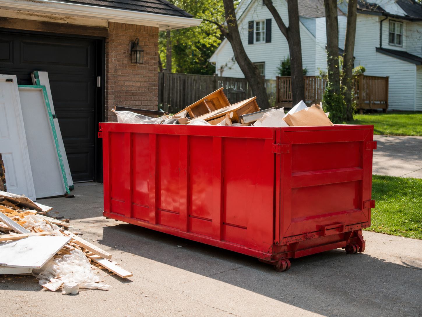 Red roll-off dumpster rental delivered in Tredyffrin, PA